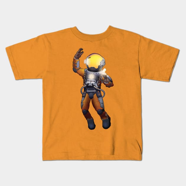 Astronaughty Fella Kids T-Shirt by Fushiznick